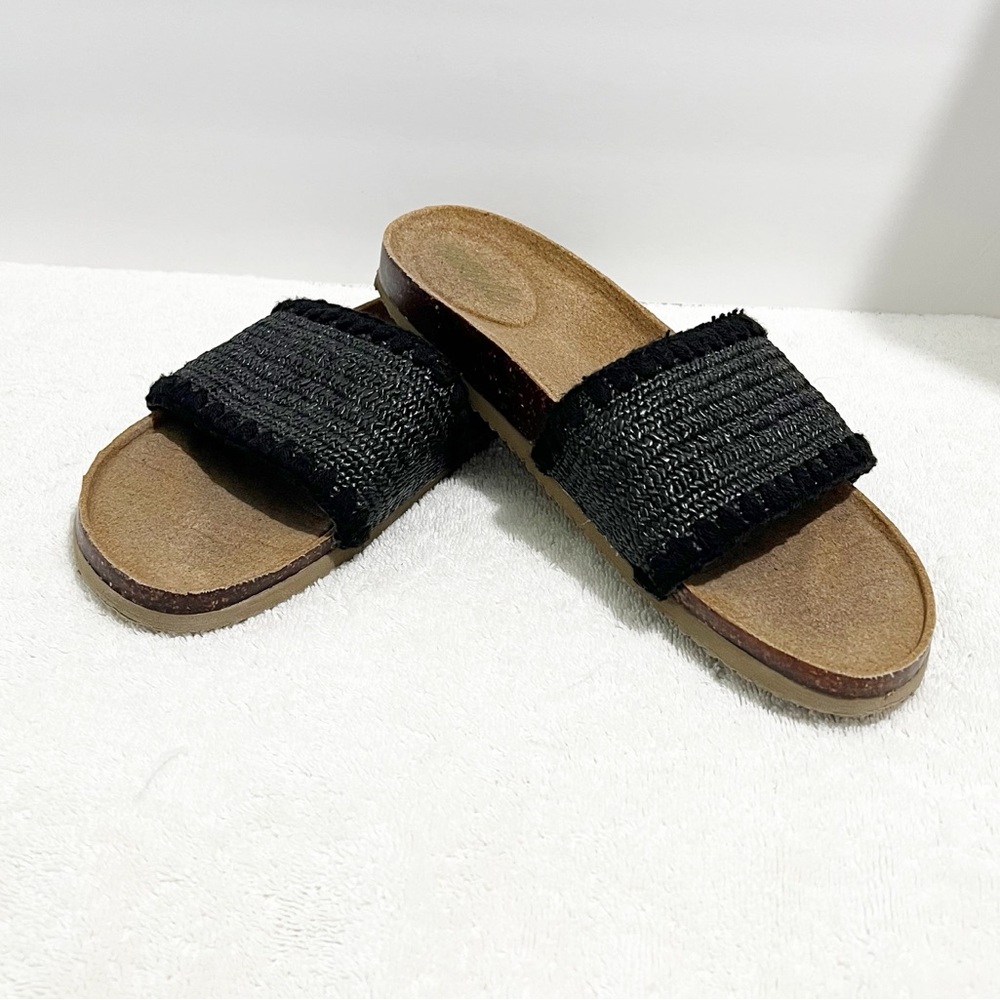 [Aerie] Black Cork Slip On Sandals Comfy Boho Casual Lounge Comfy Size 10